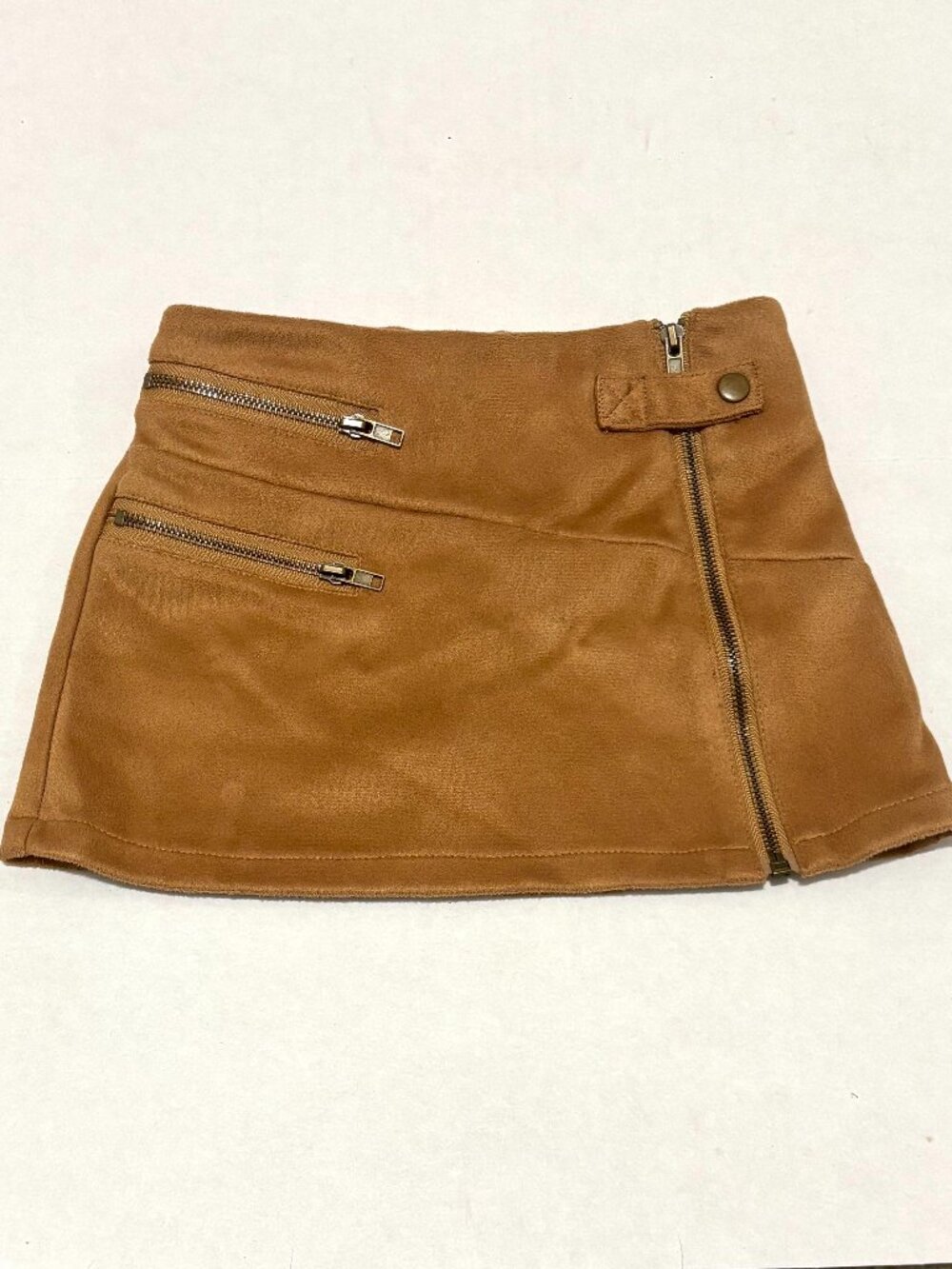 GB Girls Tan Faux Suede Moto Mini Skirt Size 2T